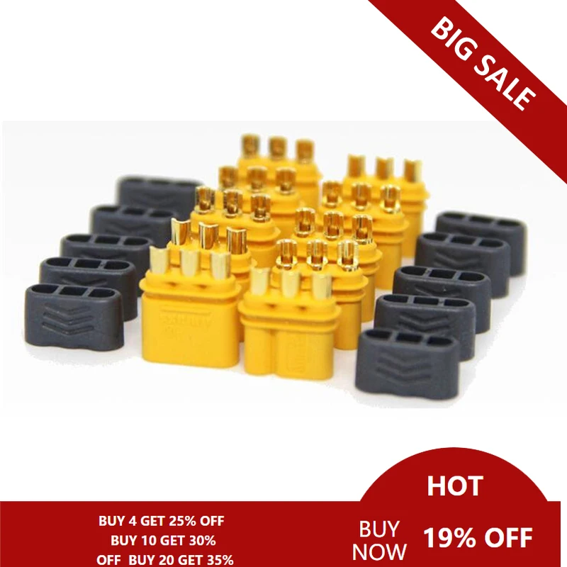 

2pair AMASS MR30 Male Female Connector Plug with Sheath for RC Lipo Battery Multicopter Airplane 30% OFF