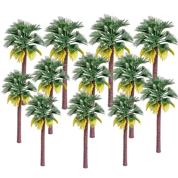 

10/12pcs 7/9/12/15cm Plastic Coconut Palm Tree Train Railroad Architecture Diorama Coconut Palm Tree Model Building Kits