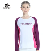 Круглый длинный дышащий Tectop женские футболки для спорта на открытом воздухе, кемпинга, туризма, футболка, быстросохнущие женские футболки, дышащие футболки