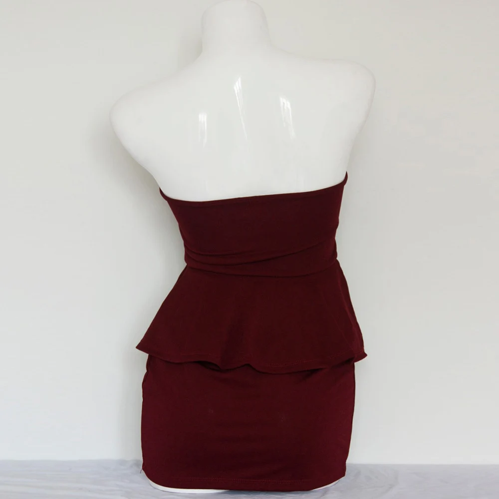 Women's Summer Dress Sexy Off Shoulder Rivets Office Lady Elegant Slim Fit Party Dress Fold Over Peplum Wrapped Mini Dress (6)