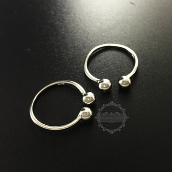

18*20mm 925 solid sterling silver fashion women double ball adjustable ring DIY supplies jewelry findings 1212018