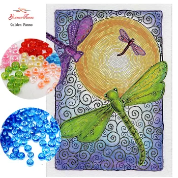 

GoldenPanno Needlework DIY Beads Cross Stitch Embroidery Thread Stitch Three Dragonflies Pattern Cross Stitch 913