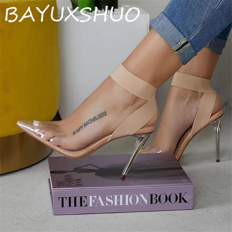 BAYUXSHUO/летние женские босоножки на высоком каблуке; простая пикантная женская обувь; пикантные босоножки на шпильке со стразами; обувь для вечеринок в римском стиле