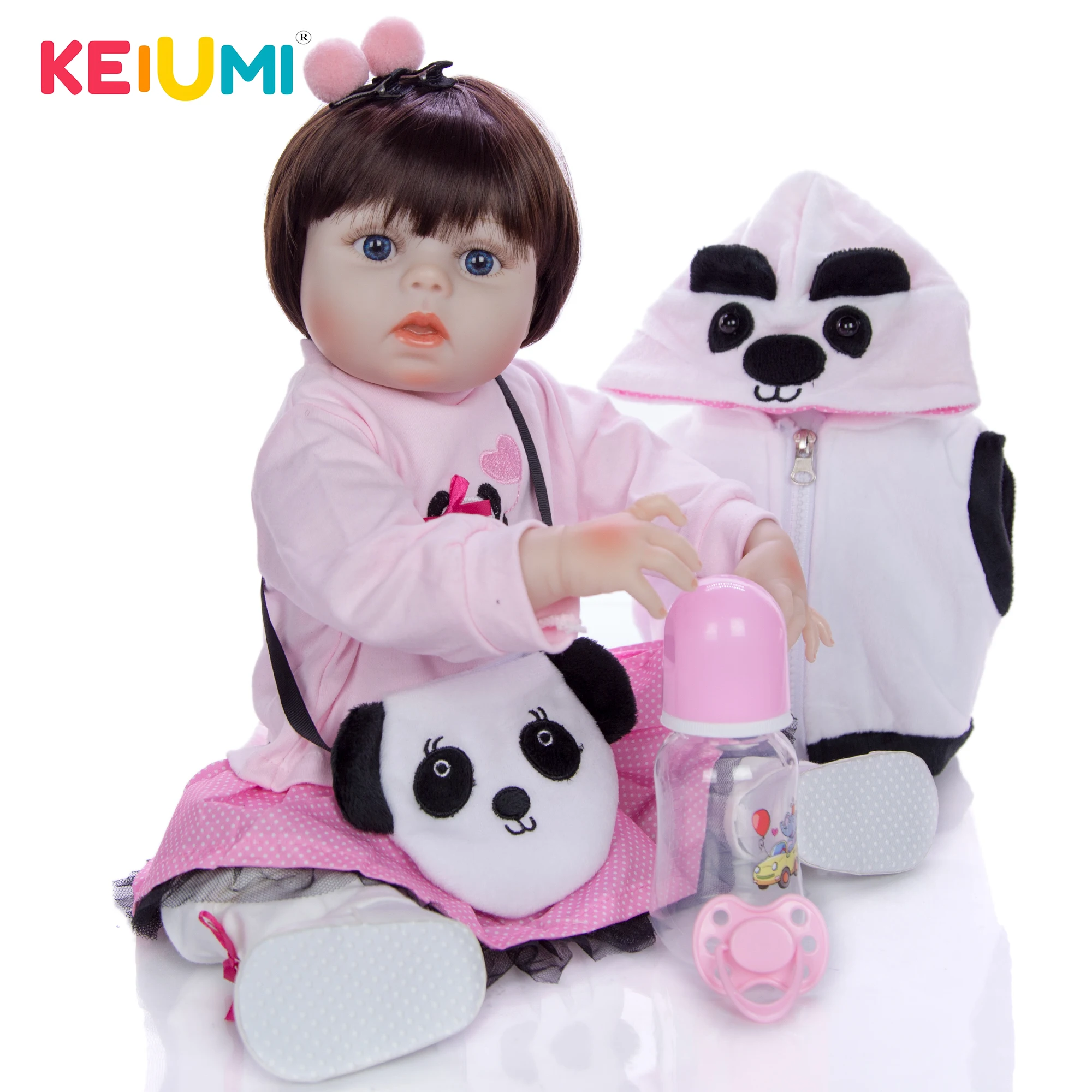 KEIUMI Мода Косплей панда Reborn Baby Dolls полный силиконовый винил 48 см реалистичный Reborn Boneca