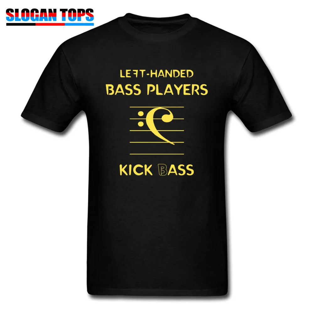 Normal Plain Design Tops T Shirt Crewneck Summer/Autumn 100% Cotton Fabric Short Sleeve T Shirts for Students Slim Fit T Shirt Left Handed Bass Players Kick Bass 11052 black
