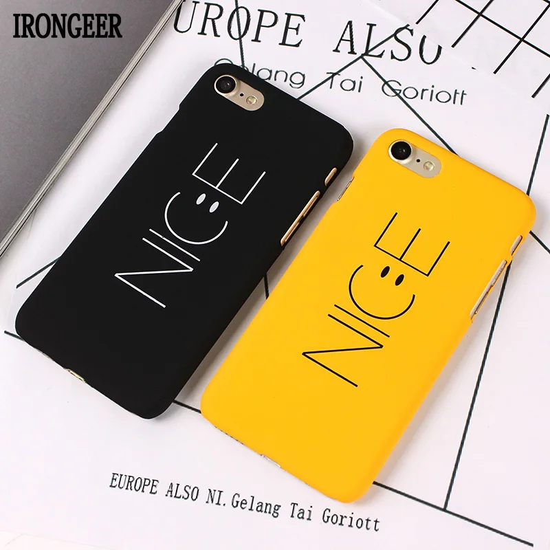 

IRONGEER Cute NICE Case For iphone 8 7 Plus Letter Print Black Yellow Back Cover Phone Cases For iPhone 6 6S Plus X 5 5S SE 10