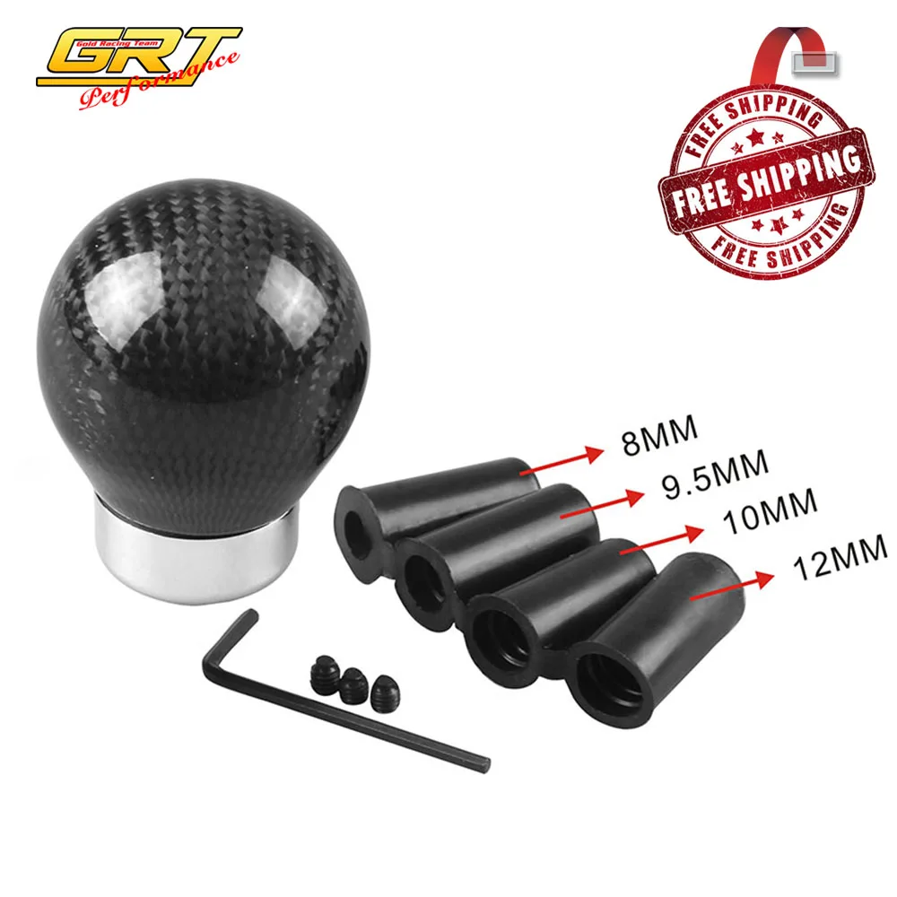 Free Shipping Real Carbon Fiber Car Gear Shift Knob Shifter Lever Round