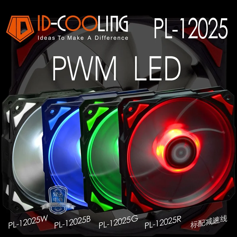 

ID-COOLING PL-12025 12cm LED Chassis Fan 4pin pwm Temperature Control Red / Blue / White / Green