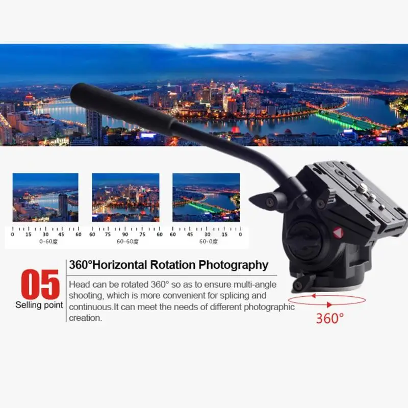 Kingjoy VT-3510 алюминиевый сплав видео штатив головка 360 градусов панорамная камера стенд Жидкость демпфирующий держатель