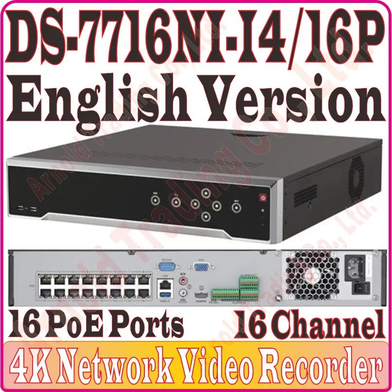 Английский Ver DS 7716NI I4/16 P 16CH 4K NVR Четыре SATA встроенные Plug & Play с 16 POE H.265/H.264/MPEG4 1 ch HDMI
