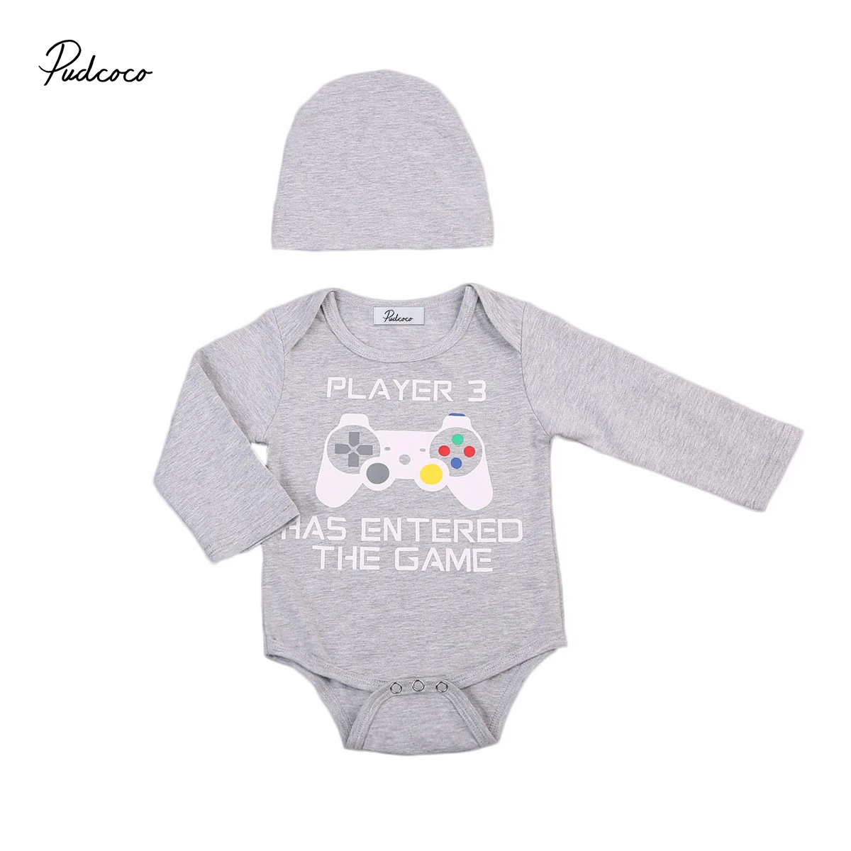 

Super Cute Babies 2 pcs Game Player Clothing Set Infant Newborn Baby Boy Girl Bodysuit+Hat Playsuit Clothes Outfits