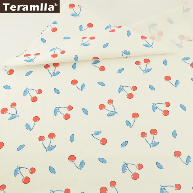 

Teramila Fabric Printed Red Cherries Fruit Pattern High Quality 100% Cotton Twill Material Scrapbooking Clothing Set Crafts Tela