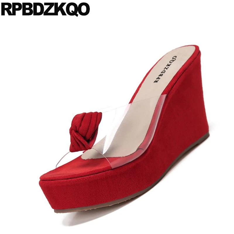 red wedge shoes
