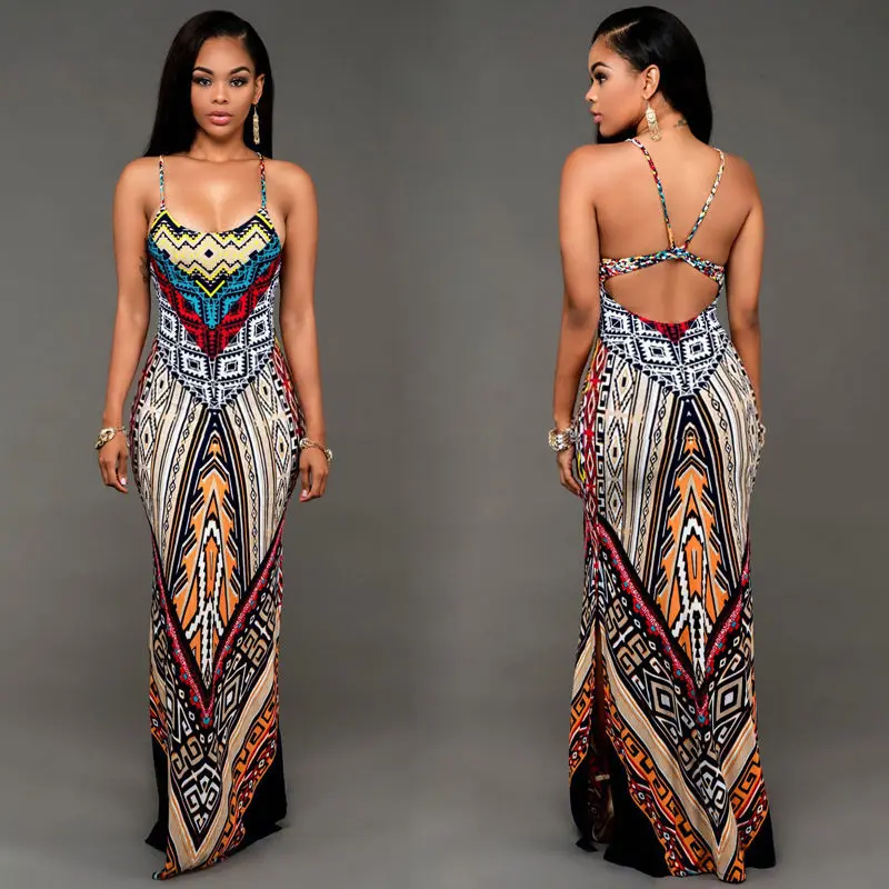 boho print maxi dress