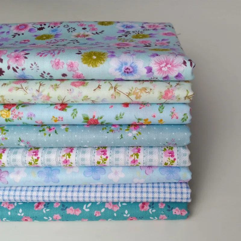 

8pcs/lot blue series floral Cotton tissue tilta doll cloth Patchwork fabric for kids bedding curtain 40cm*50cm