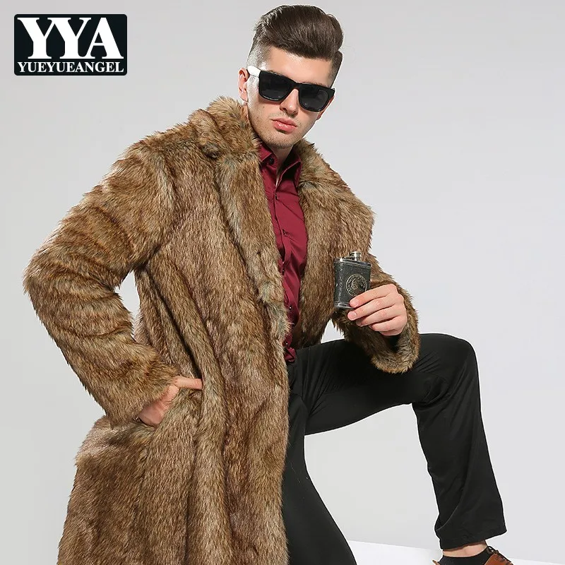 Деловая мужская длинная парка с искусственным мехом для офиса вечерние