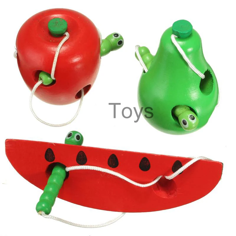 Green Wooden Stringing Beads Toy Fruit Wooden Toy Baby Early Childhood Educational Toys for Children main image 0