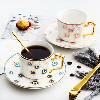 

2019 new Creative Simple Coffee Cup and Dish Set Flower Tea Cup Lightweight Ceramic Tea Cup Household Afternoon Tea Tape Spoon
