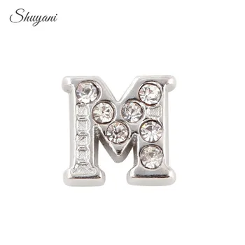 

20PCS Fashion DIY Silver/Gold Color Crystal Alphabet Letter M Charms Floating Locket Charms for Living Glass Locket