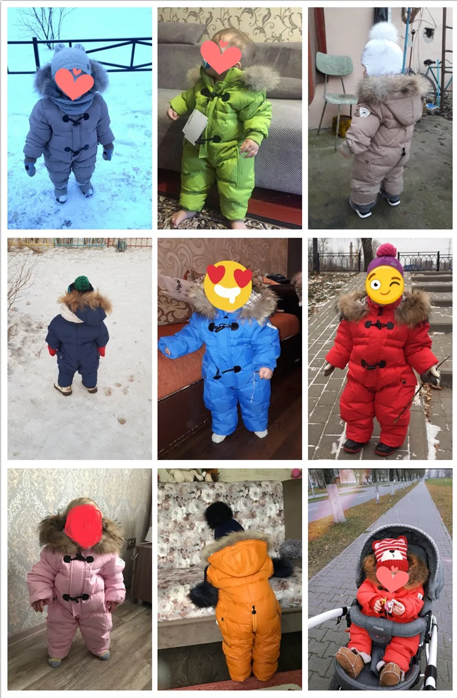 Designed for Russian winter baby snowsuit 90% duck down jacket for girls coats Winter Park for inf