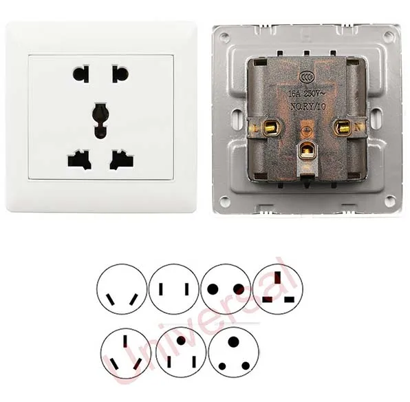 10 قطعة العالمي 10A 5Pin الطاقة جدار مَقْبِس مخرج لوحة لوحة المملكة المتحدة/الولايات المتحدة/الاتحاد الأوروبي/الاتحاد الافريقي/التوصيل