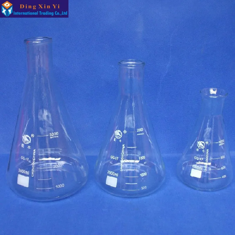 Стеклянная колба Erlenmeyer объемом 500 мл (4 шт./лот) стеклянная коническая для