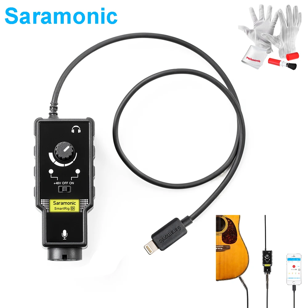 

Saramonic SmartRig-Di XLR Microphone & 6.3mm Guitar Interface with Phantom Power Preamp Lightning Connector for iPhone X 8Plus 8
