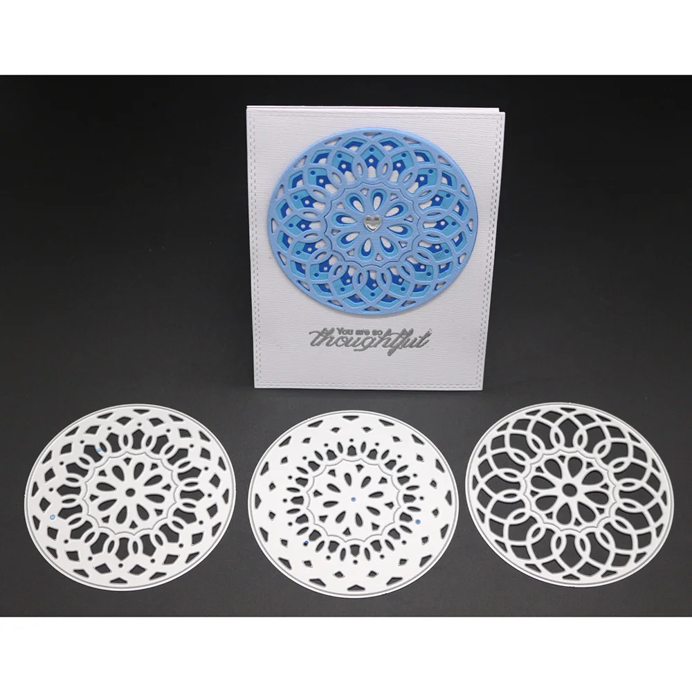 

HamyHo Layer Round Background Metal Cutting Die Stencil DIY Scrapbooking Album Paper Cards Embossing Die Decor Crafts Making
