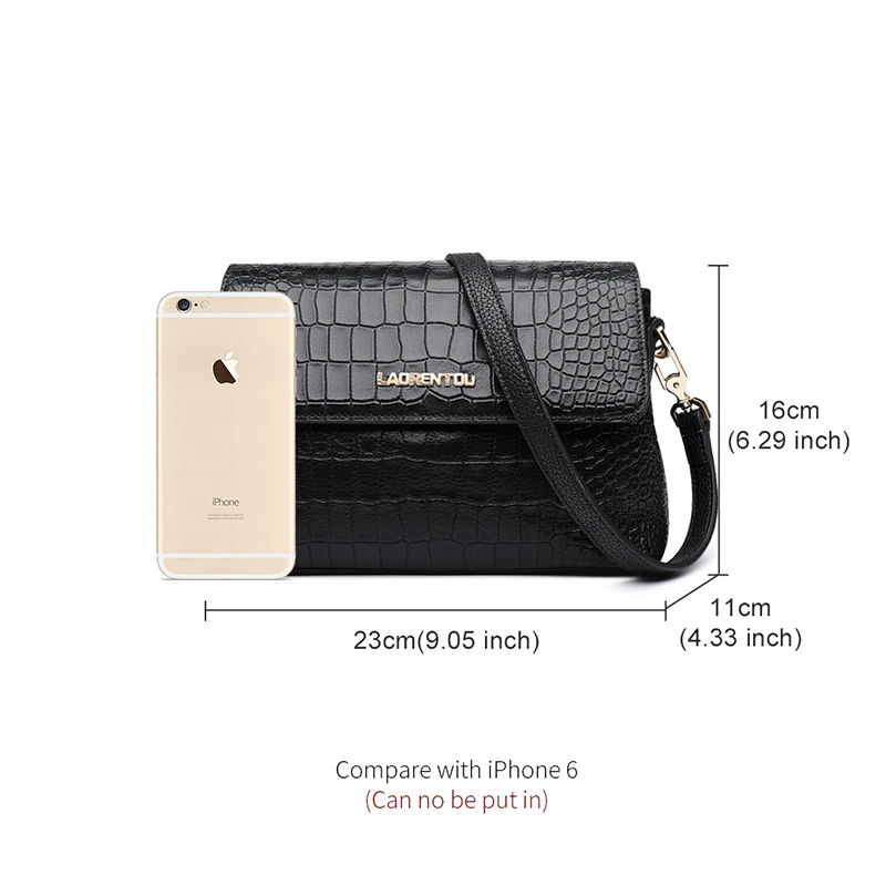 Laorentou العلامة التجارية النساء التمساح Crossbody حقيبة السيدات انقسام الجلود خمر حقيبة كتف جديد الجدد عيد الحب هدية
