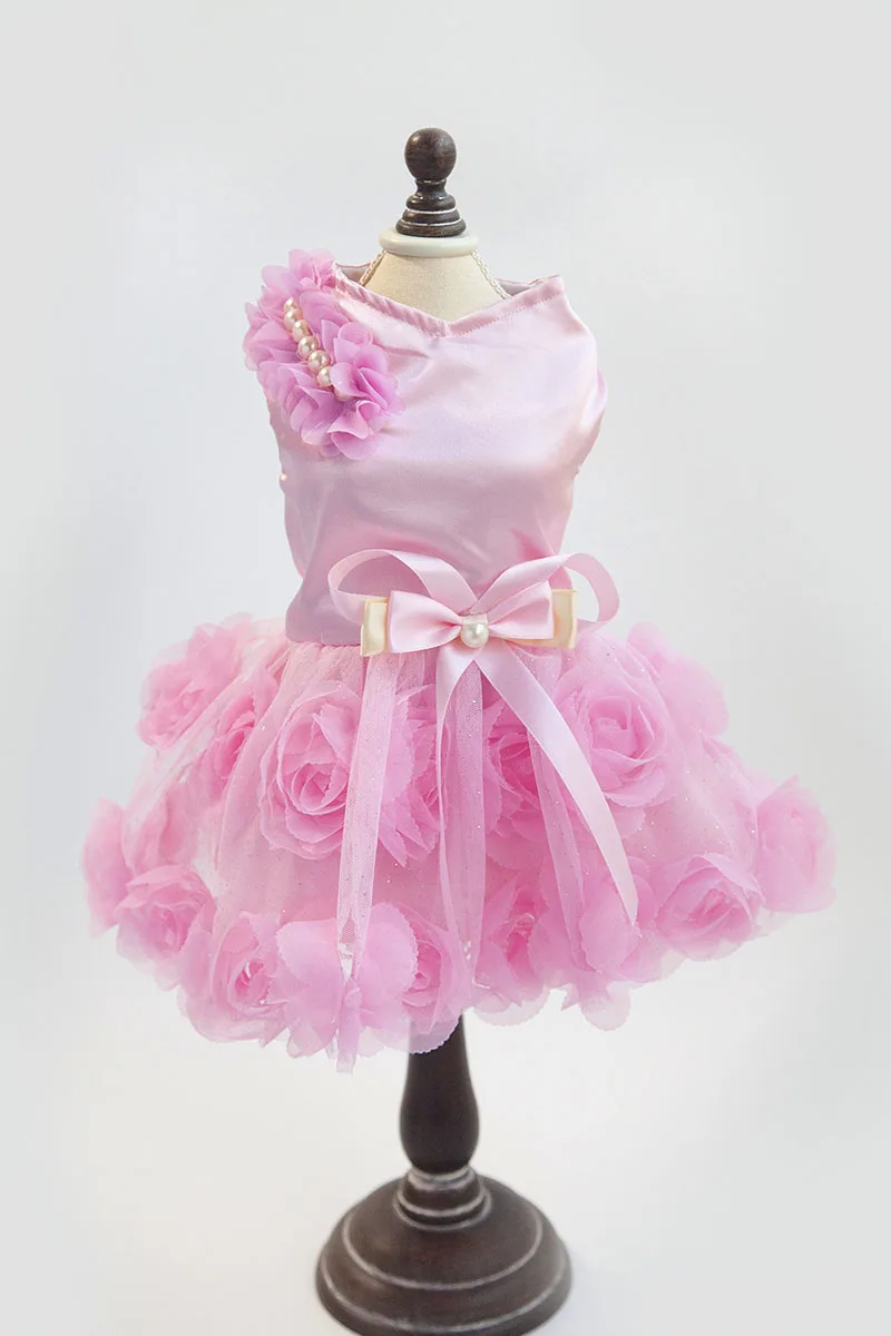 SYDZSW Dog Tutu Dress Pet Clothing for Small Dogs Cats Luxury Pearl Bowknot Puppy Dog Princess Dress Chihuahua Costume Wholesale2