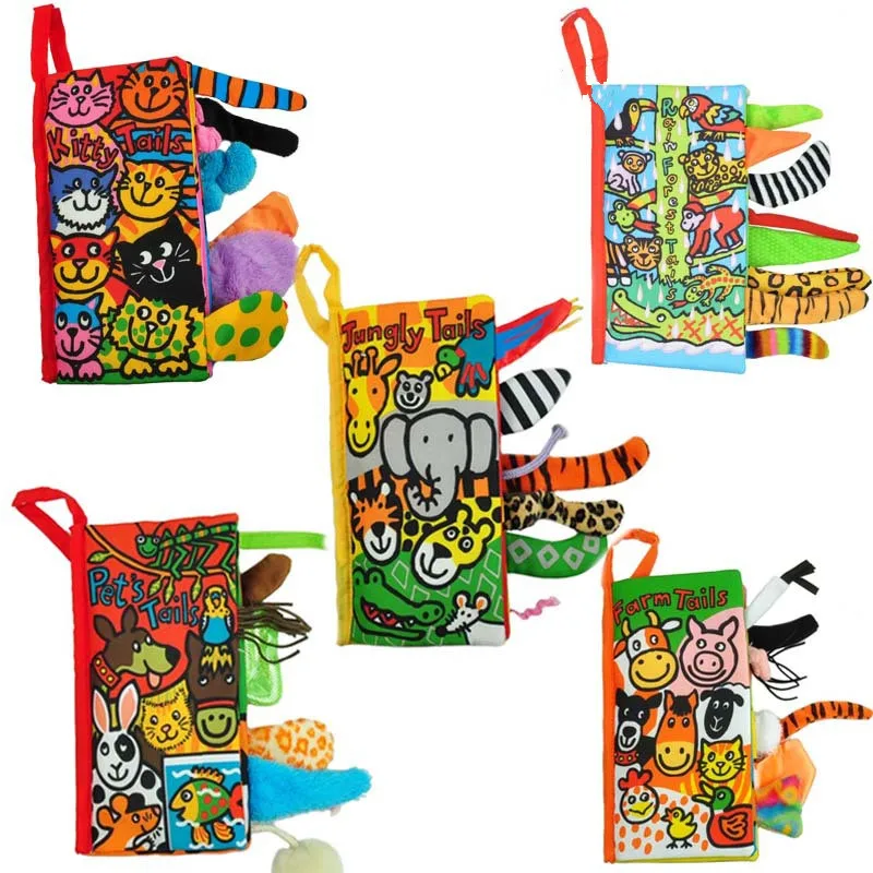 

baby touch three - dimensional animal tail cloth book sensory stimulation newborn early educational toys Unfolding Activity Book