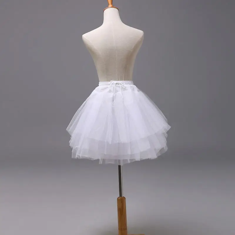 Однотонная балетная фатиновая короткая кринолиновая юбка многослойное бальное платье Лолита Нижняя юбка эластичный пояс с кулиской