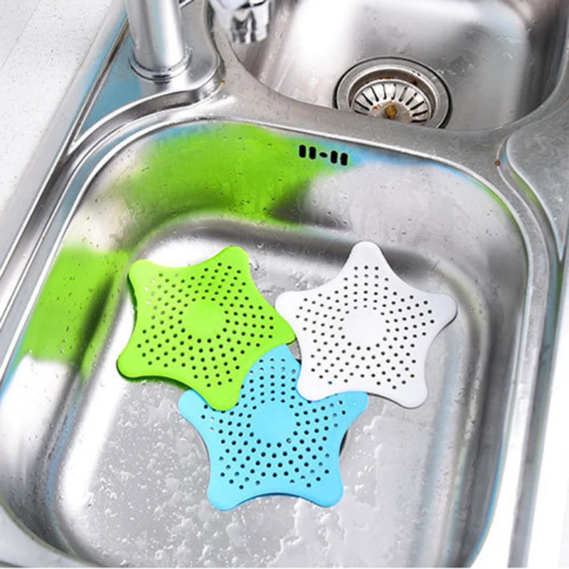 

1pcs Five-point Star Creative Kitchen Drains Sink Strainers Filter Sink Prevents Clogging Floor Sea Star Silicone Drain Screen