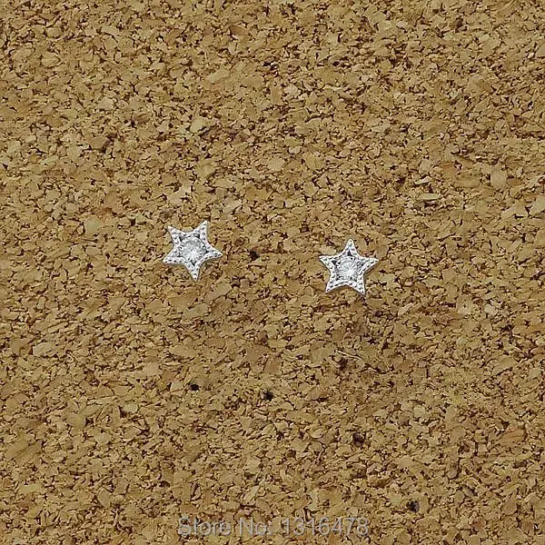 Новые серьги-гвоздики из стерлингового серебра 925 пробы, вставки в упаковке, не могут позволить себе сверлить пятиконечную звезду, дикую секцию, мини-ушные кости для ногтей