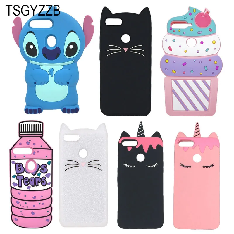 

3D Cartoon Lovely Unicorn Stitch Cat Coque For Huawei Honor 7C Case Soft Silicone Cover For Huawei Y7 Pro 2018 Prime Phone Cases