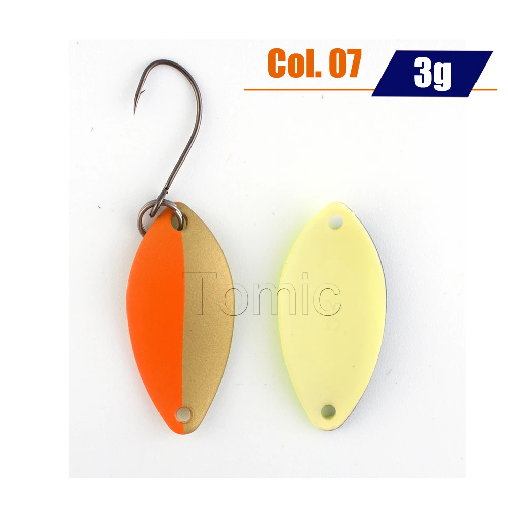 Tomic 2 г 3 г рыболовные приманки форель ложки светящиеся цветные микро латунные металлические приманки pesca - Цвет: 3g Orange gold