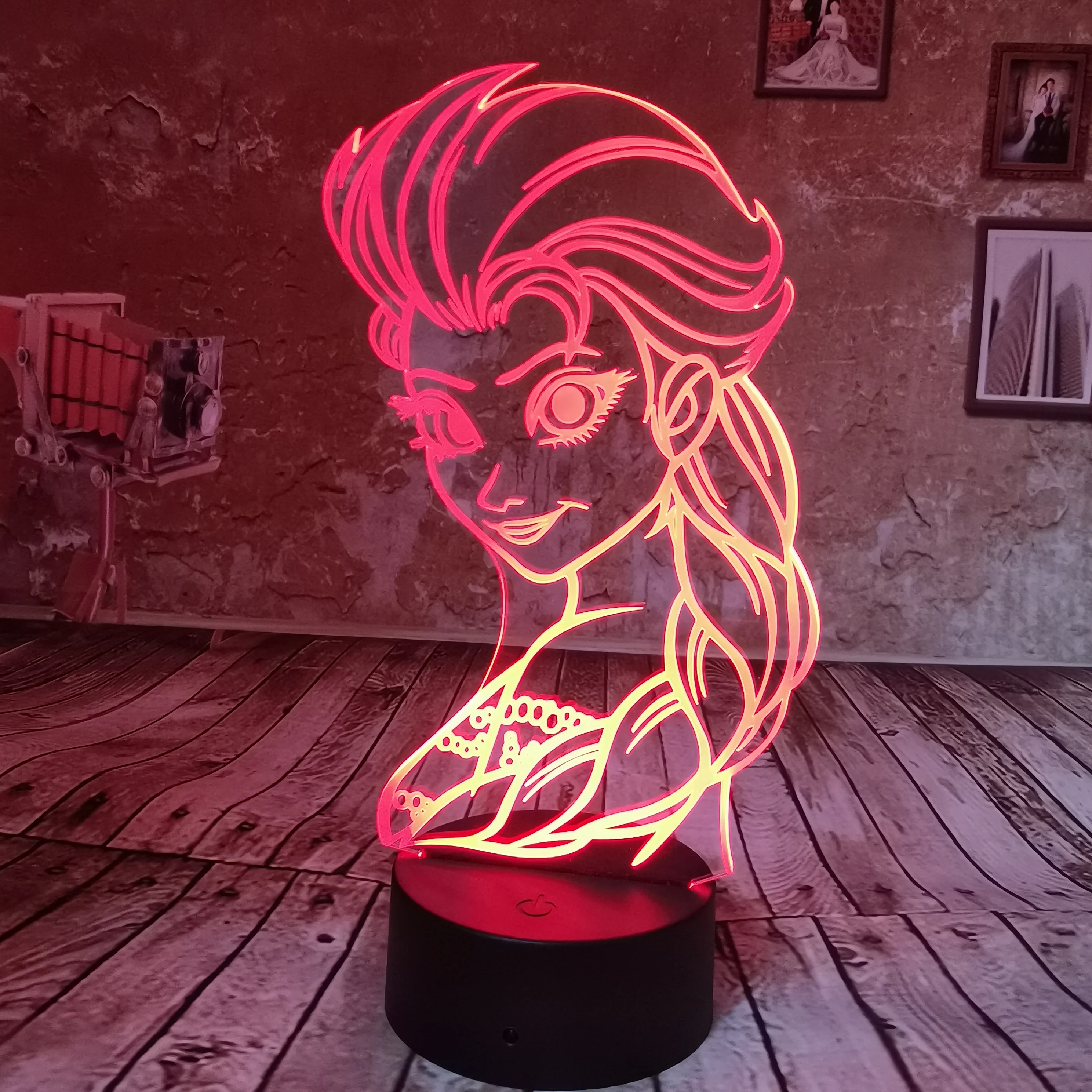 

Dropship Girl Gifts Elsa Lamp 3D Night Lights Gradient Illusion 7 Auto Color LED USB Girls Kid Toys Table Xmas Decor Gifts