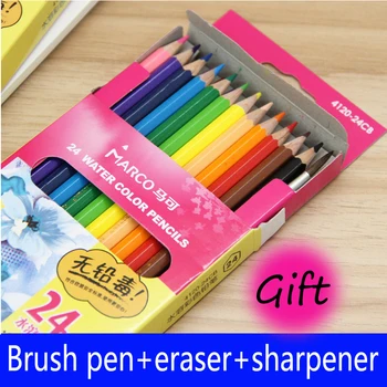 

MARCO 12 Colors Watercolor Pencils Paint with Brush Colori A Matita Art Supplies Colored Pencils Gift Student Stationery