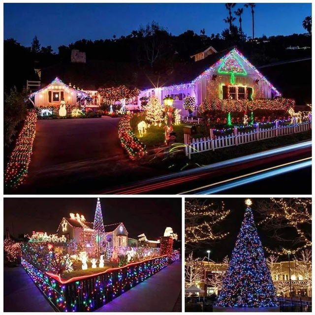 100 200 LED Outdoor Solar Lamps LED String Lights Fairy Holiday Christmas Party Garlands Solar Garden Waterproof Lights