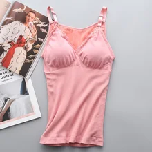 Сексуальное женское нижнее белье, топ Femme, уплотненная теплая майка, женское платье с тонкими бретельками, топ с подкладкой, жилет, Осень-зима, женское нижнее белье X2