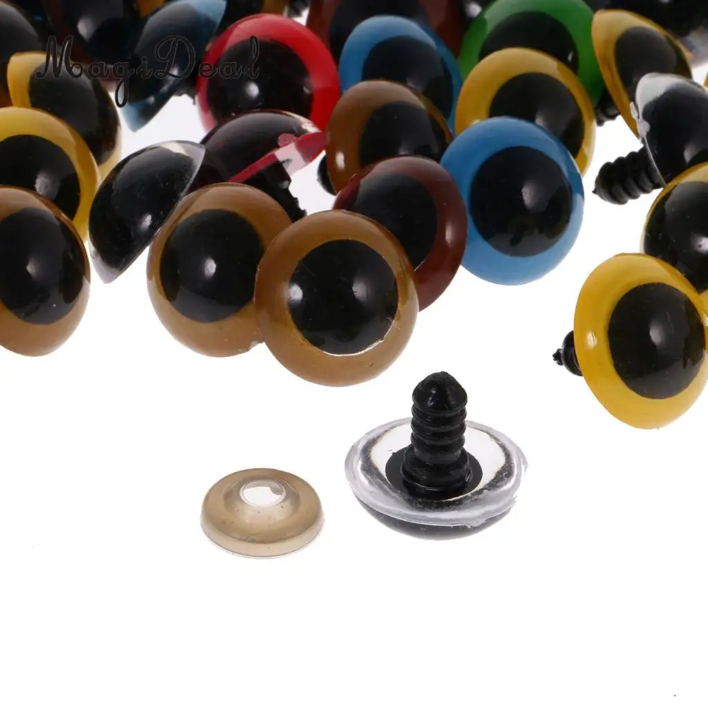 MagiDeal 100Pcs/Pack Mixed Color Plastic Safety Eyes with Washers for Dolls Animal Bear Making DIY Craft Handmade Toy 7Kinds