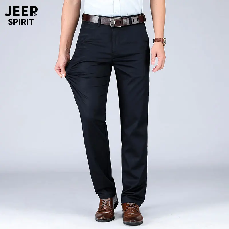 2019 Summer Autumn JEEP Brand Casual Suit Pants Straight Style Lyocell Men's Casual Mid Waist Cotton Pants Fashion Trousers (6)