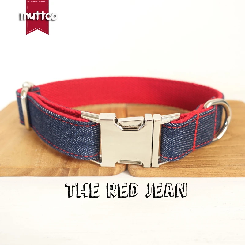 MUTTCO retailing self-designed collar THE RED JEAN mazarine and red dog leash 5 sizes UDC038 | Дом и сад