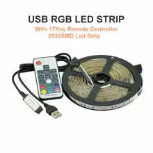 USB LED Strip 2835 RGB TV Background Lighting Kit Cuttable with 17Key RF Controller 1M 2M 3M 4M 5M,Waterproof or Non waterproof
