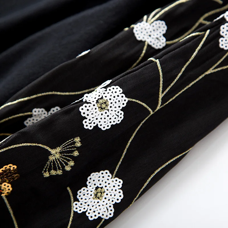 2018 new wool elastic turtle neck embroidery lantern sleeve sweater high quality office lady women autumn pullover sweater