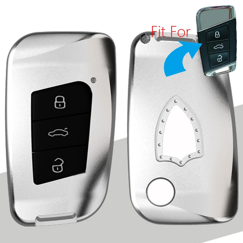 

For VW Volkswagen Passat B8 Magotan Skoda A7 Variant Elegant Aluminum Alloy 3 Button Car Key Case Smart Remote Protector Cover