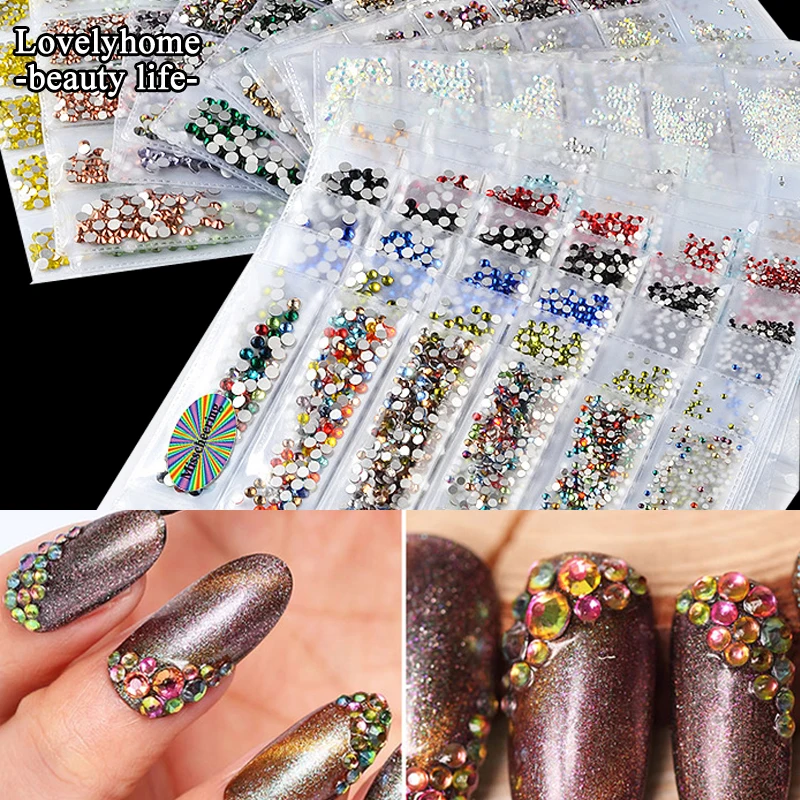 

Mixed Size Colorful Glass Rhinestone Micro Crystal Beads Flat Back Bottom 3D Nail Decoration Manicure