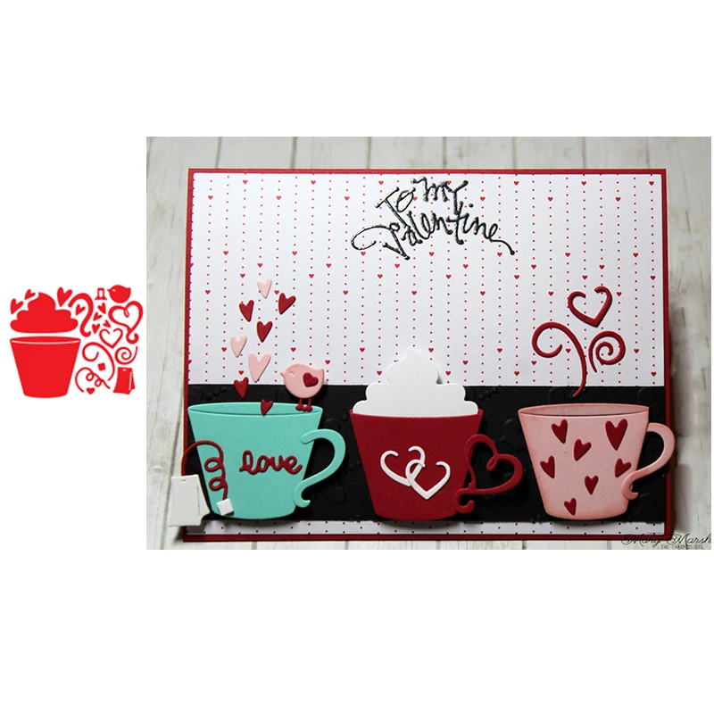 

Lovers Cup Metal Cutting Dies for Scrapbooking Paper Craft Embossing Die Card Making Stencils New 2019 Valentine