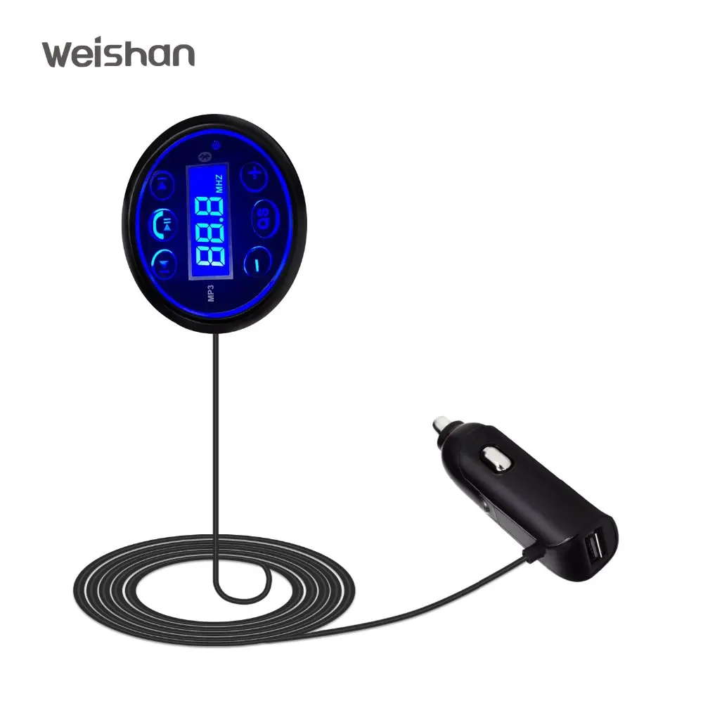 

weishan FM Transmitter Bluetooth FM Modulator Hands-free Car Kit MP3 Player With USB Car Charger Support Flash Drive TF Card