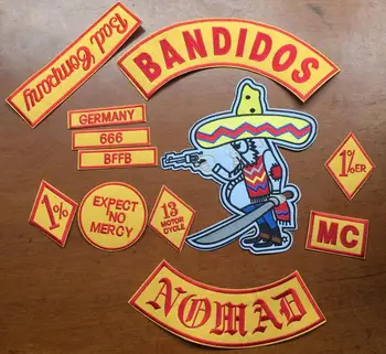 

MC Embroidered Patches Jacket Iron On Patches Set Button GERMANY TEXAS WORLDWIDE NOMAD Bandidos MC Patches In Stock